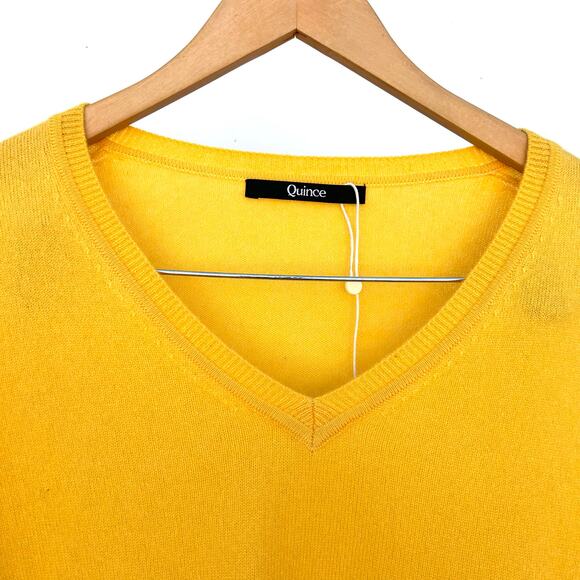 Quince Cashmere V-Neck Sweater Small Bright Yellow Jumper Pullover Colorful - Picture 5 of 7